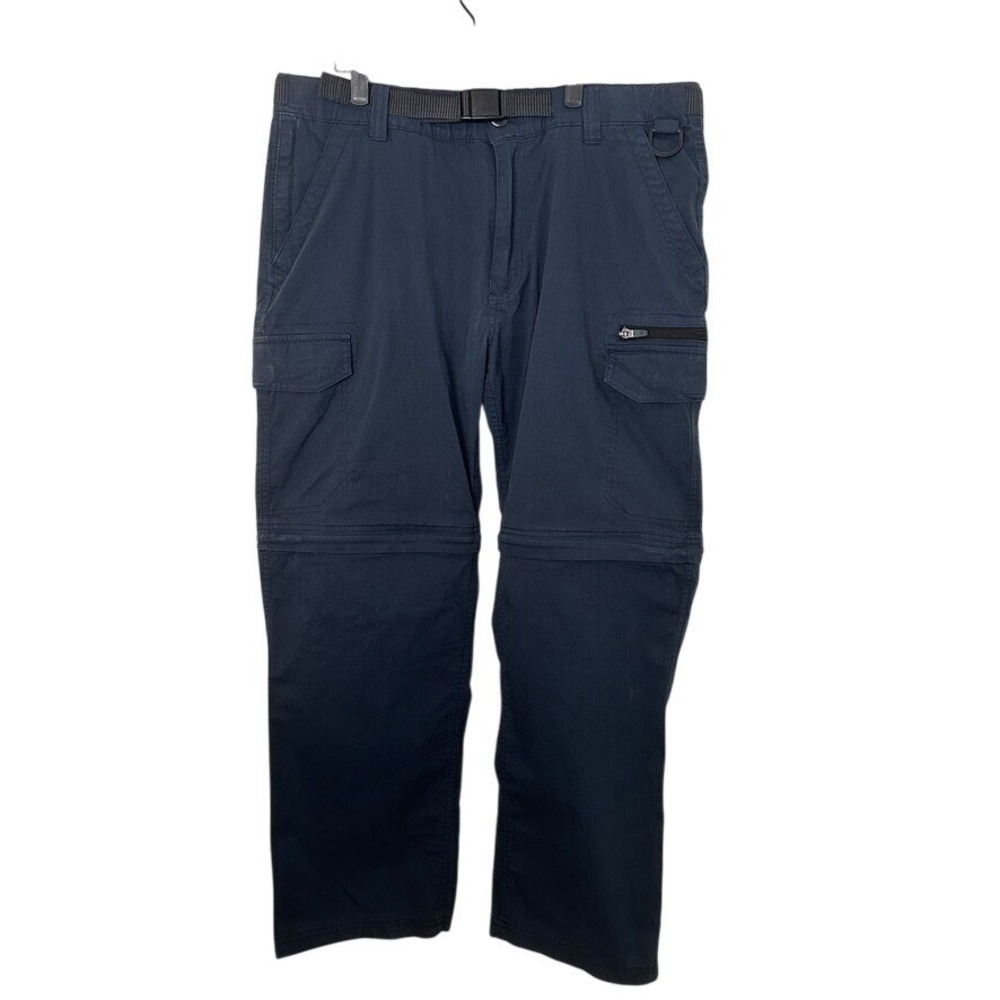BC Clothing Mens Convertible Cargo Hiking Pants Navy Blue Zip Off Size L x 30